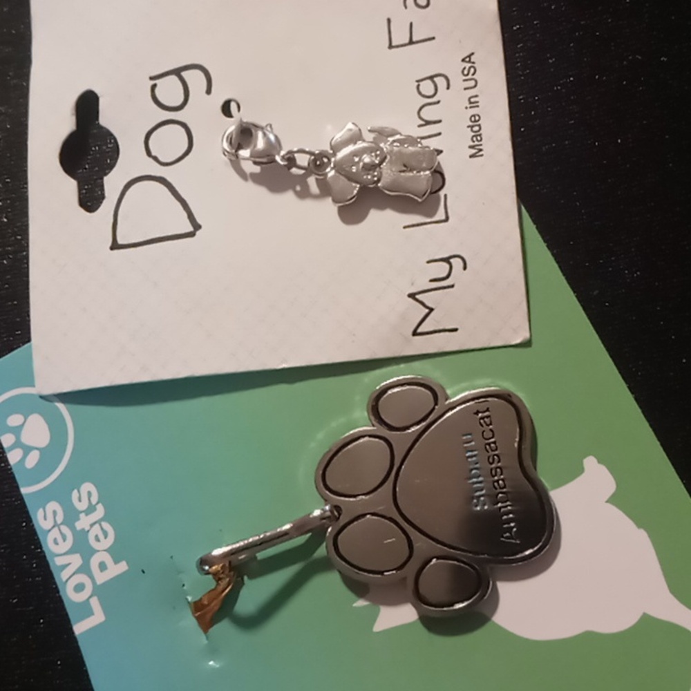 Silver Dog Tag Charm For Your Pet And Dog Puppy Bracket Charm For You.